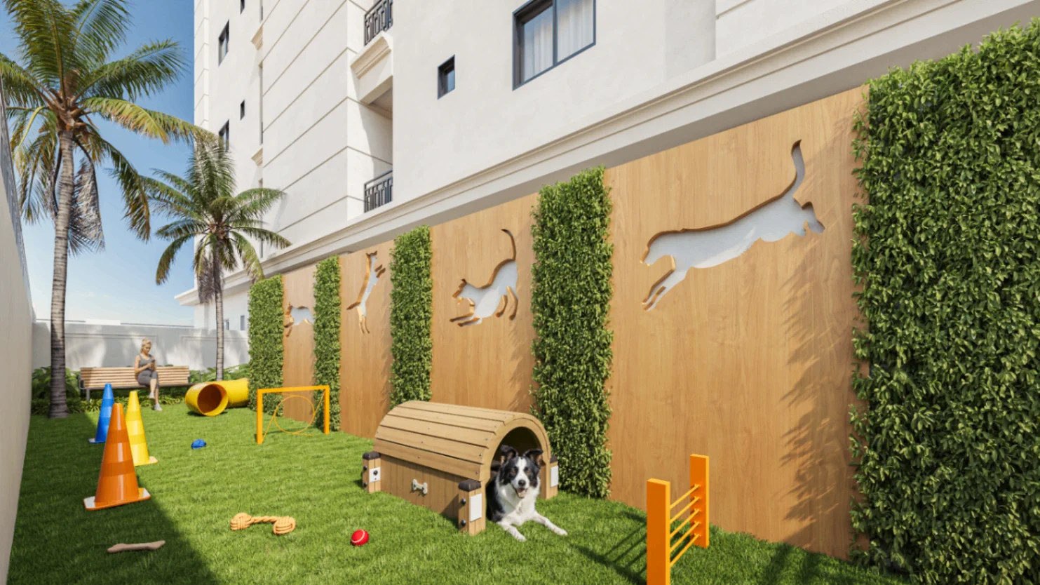 Pet place do Palazzo Milano com circuito para cães e paisagismo lateral